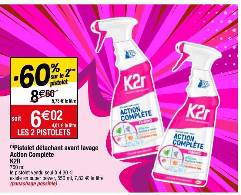 pistolet détachant avant lavage action complète