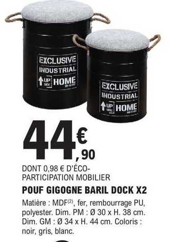 pouf gigogne baril dock x2