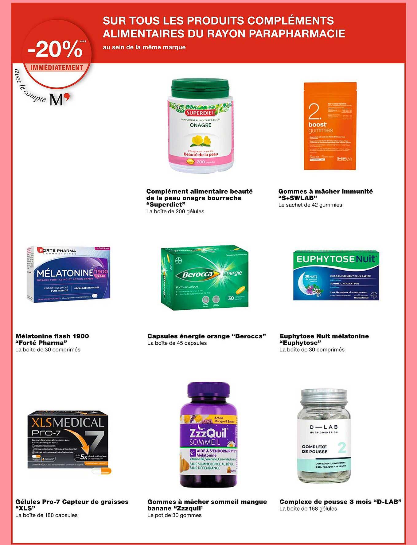 produits compléments alimentaires du rayon parapharmacie