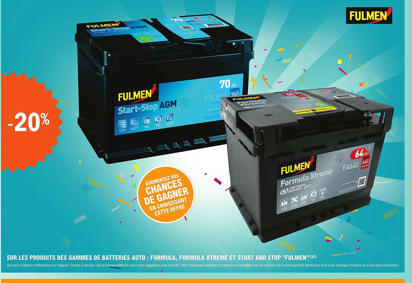 produits des gammes de batteries auto : formula, formula xtreme et start and stop "fulmen"