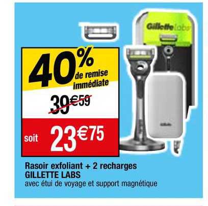 rasoir exfoliant + 2 recharges gillette labs
