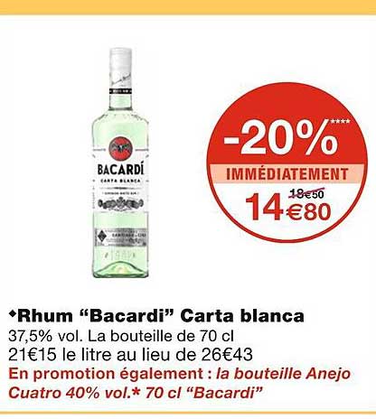 rhum "bacardi" carta blanca