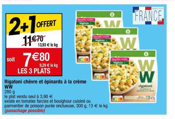 Rigatoni Chèvre Et épinard à La Crème Ww