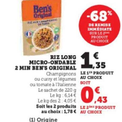 riz long micro-ondable 2 min ben's original