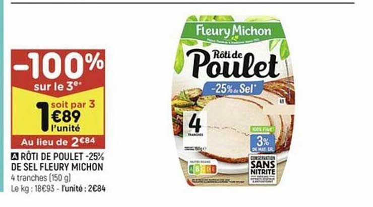 rôti de poulet -25% de sel fleury michon