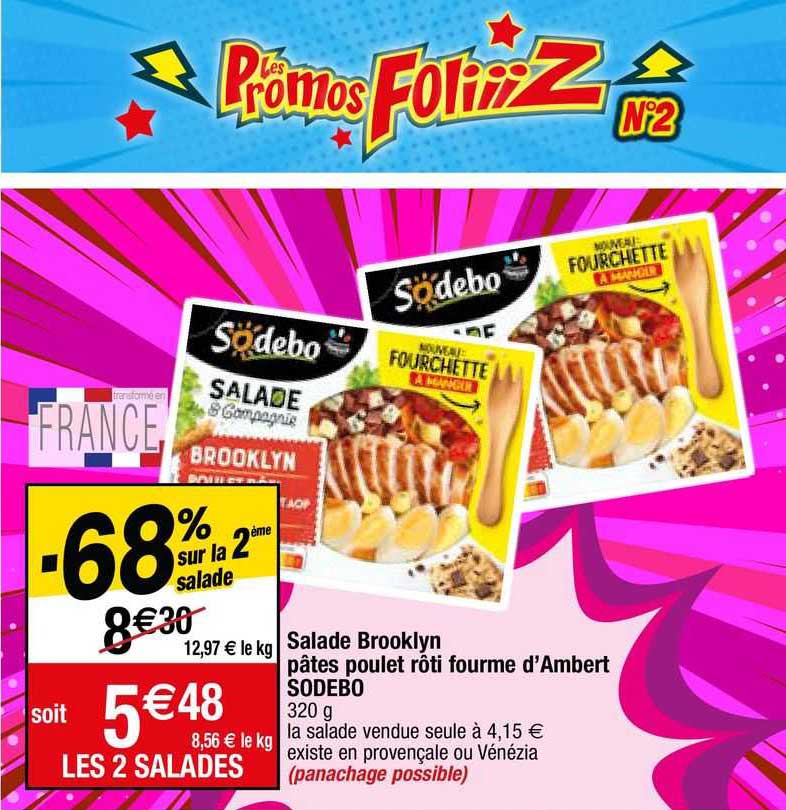 salade brooklyn pâtes poulet rôti fourme d'ambert sodebo