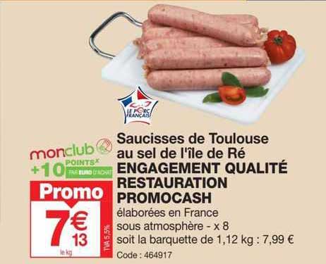 saucisses de toulouse au sel de l'île de ré engagement qualité restauration promocash