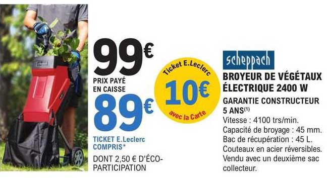 Scheppach Broyeur De Végétaux électrique 2400w