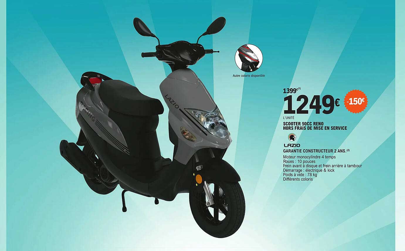 scooter 50cc reno hors frais de mise en service lazio