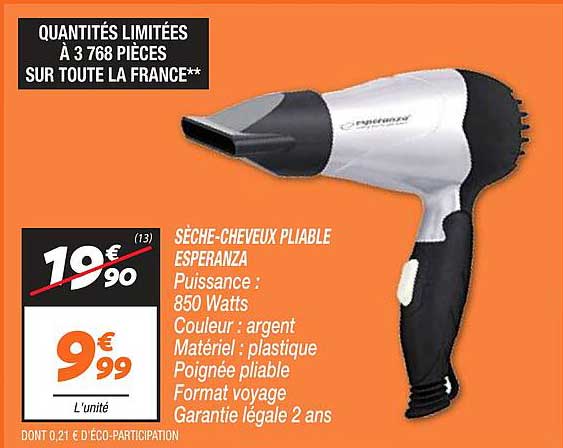 sèche-cheveux pliable esperanza