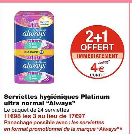 serviettes hygiéniques platinum ultra normal "always"