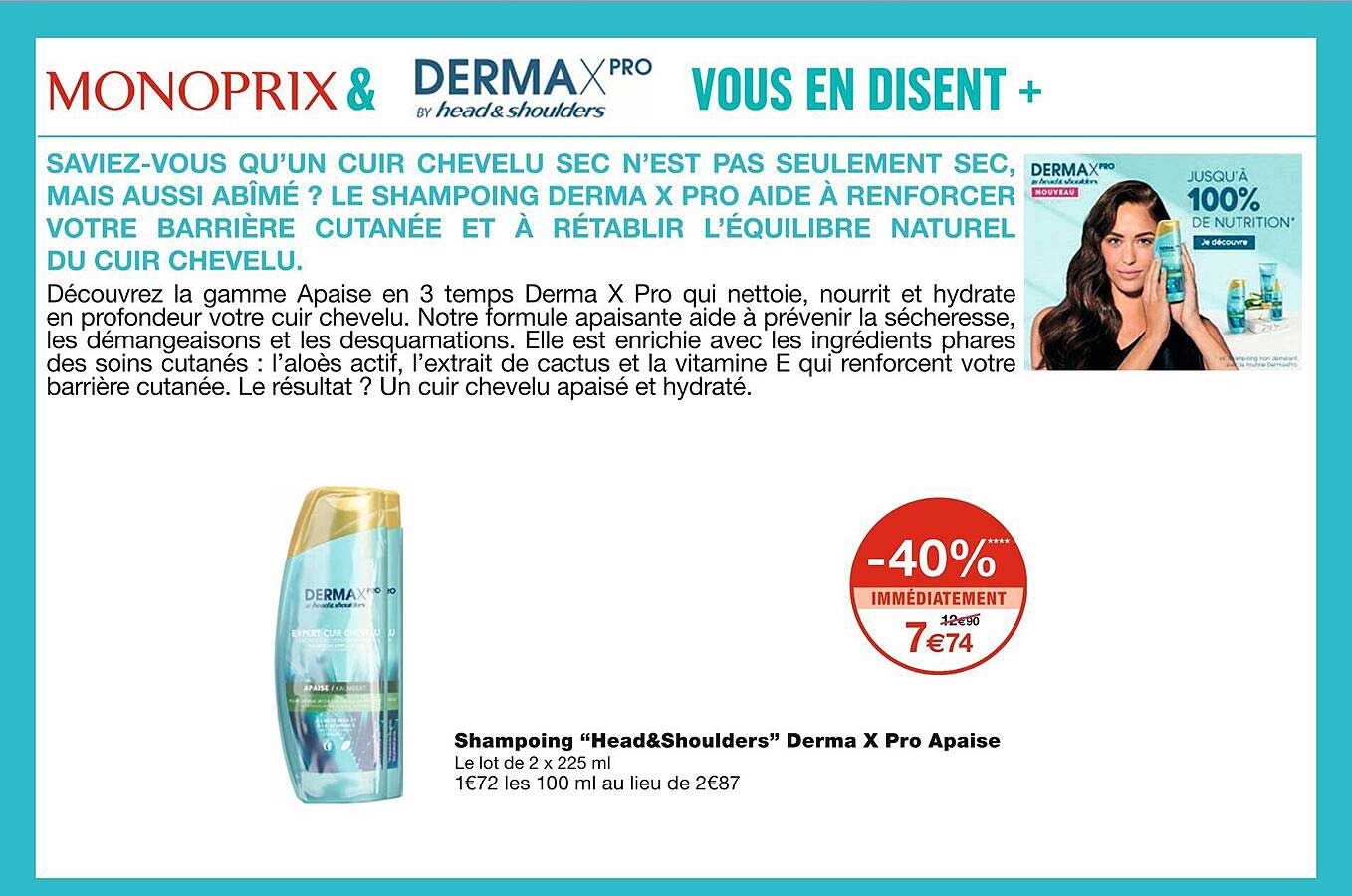 shampoing "head & shoulders" derma x pro apaise