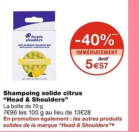 shampoing solide citrus "head & shoulders"