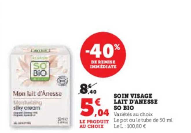 Soin Visage Lait D'ânesse So Bio