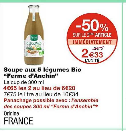 soupe aux 5 légumes bio "ferme d'anchin"