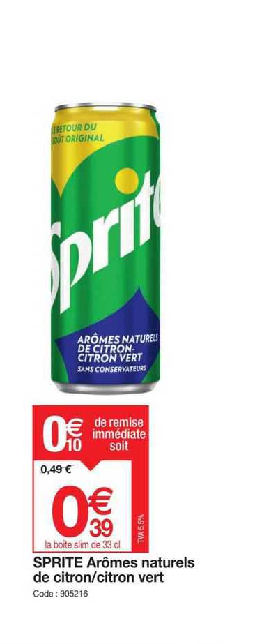 sprite arômes naturels de citron/citron vert