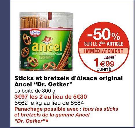sticks et bretzels d'alsace original ancel "dr. oetker"