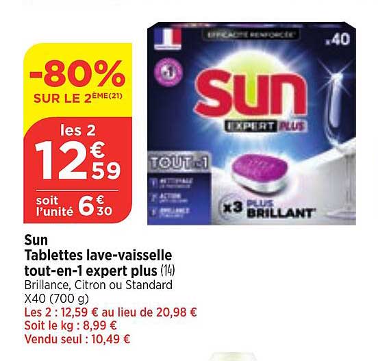 sun tablettes lave-vaisselle tout-en-1 expert plus