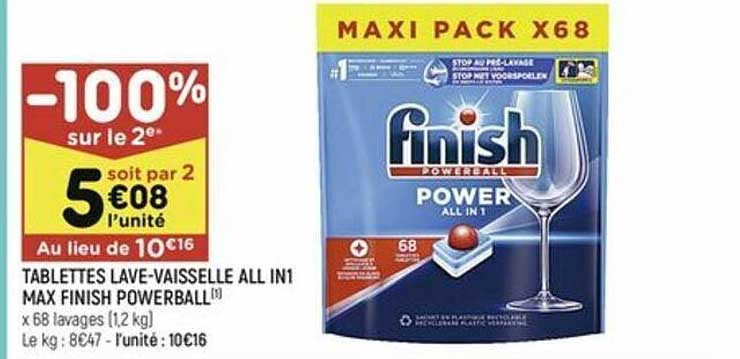 tablettes lave-vaisselle all in 1 max finish powerball