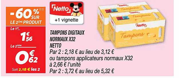 tampons digitaux normaux x32 netto