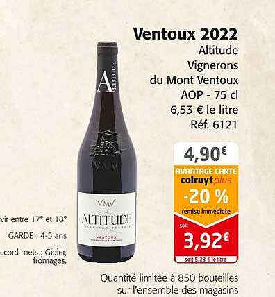 ventoux 2022 altitude vignerons du mont ventoux aop