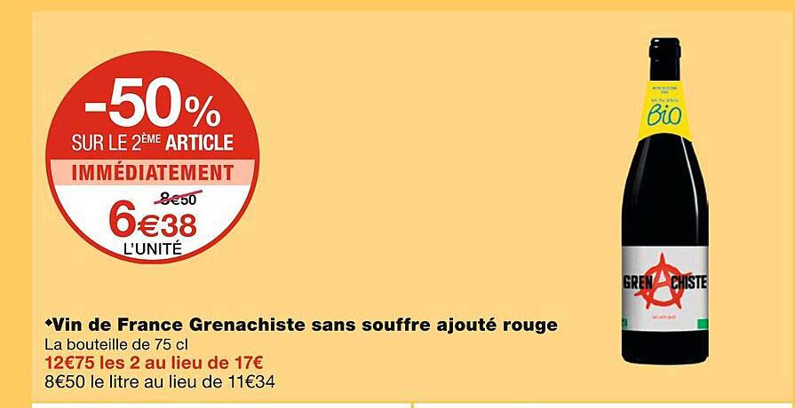 vin de france grenachiste sans souffre ajouté rouge