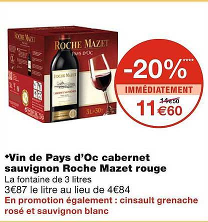 vin de pays d'oc cabernet sauvignon roche mazet rouge