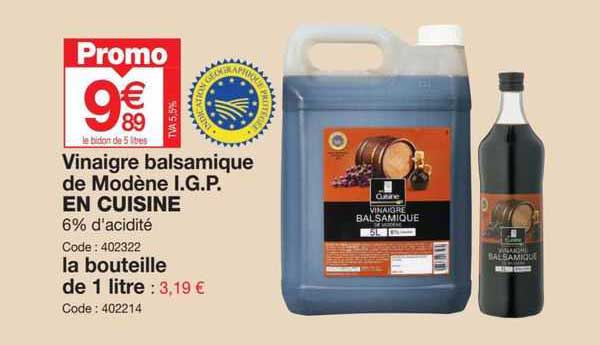 vinaigre balsamique de modène i.g.p. en cuisine, la bouteille de 1 litre