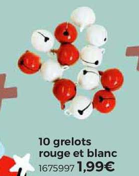 10 grelots rouge et blanc