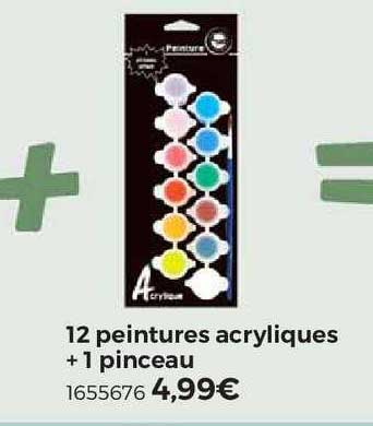 12 Peintures Acryliques + 1 Pinceau