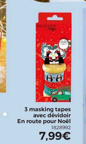 3 masking tapes avec dévidoir en route pour noël