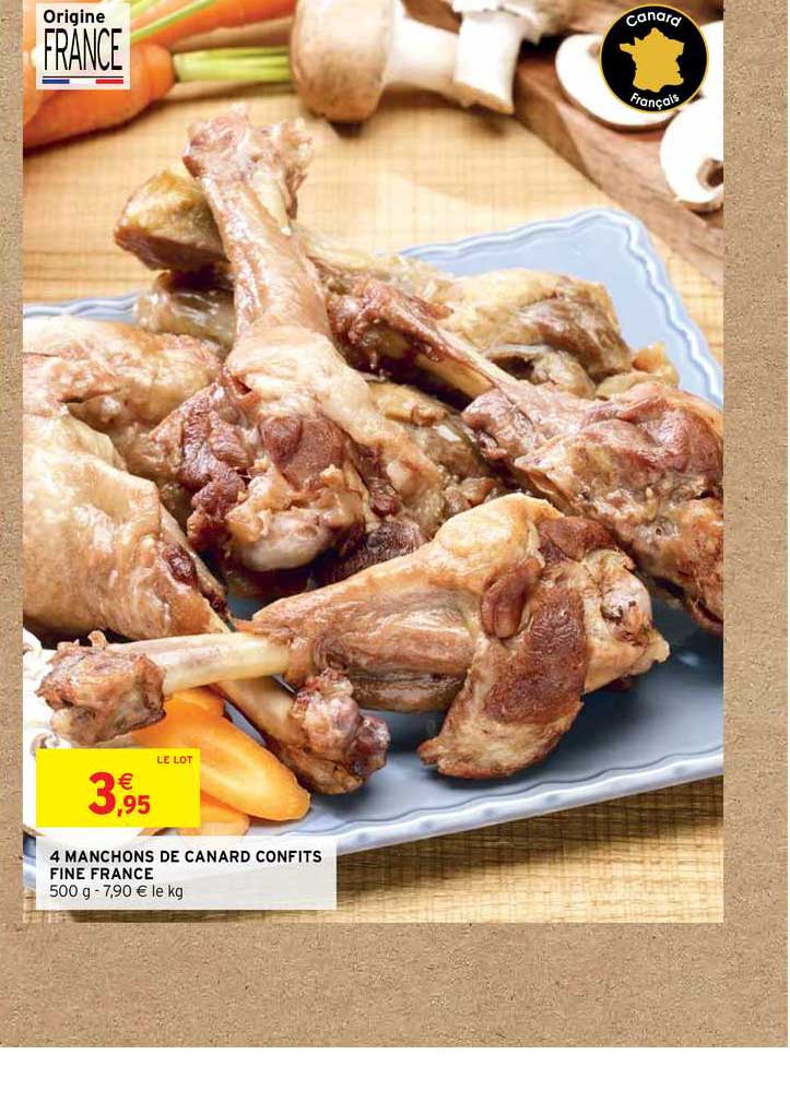 4 manchons de canards confits fine france