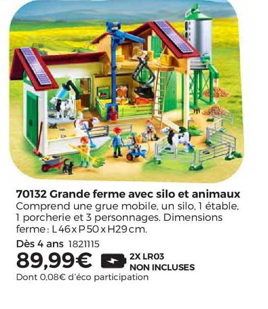 70132 grande ferme avec silo et animaux