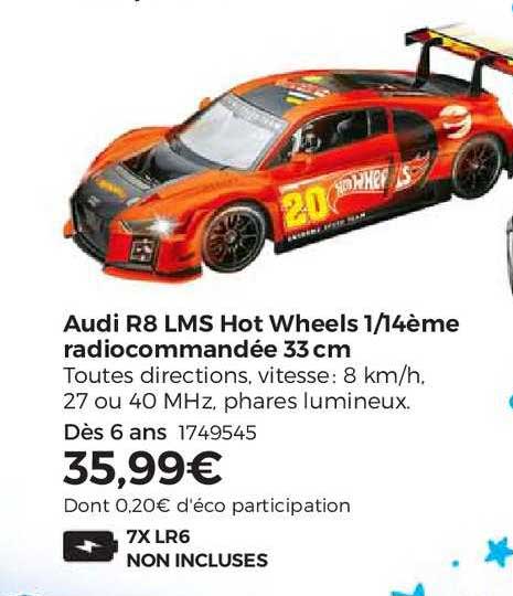 audi r8 lms hot wheels 1-4ème radiocommandée 33 cm