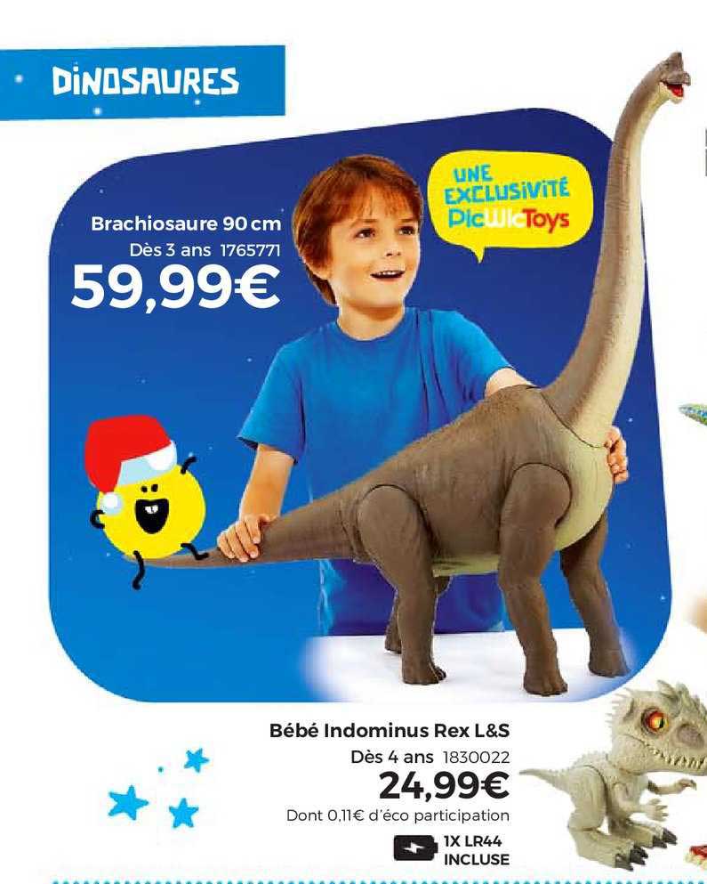 bébé indominus rex l&s, brachiosaure 90 cm