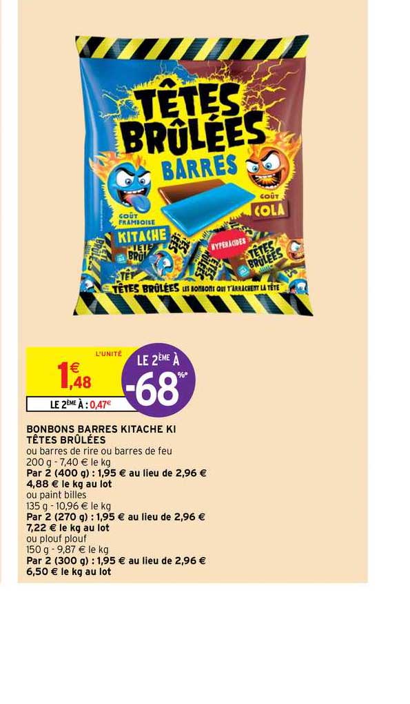 bonbons barres kitache ki têtes brûlées le 2ème à -68%