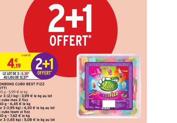 bonbons cubo best fizz lutti 2+1 offert