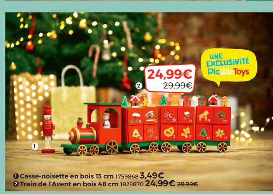 casse-noisette en bois, train de l'avent en bois