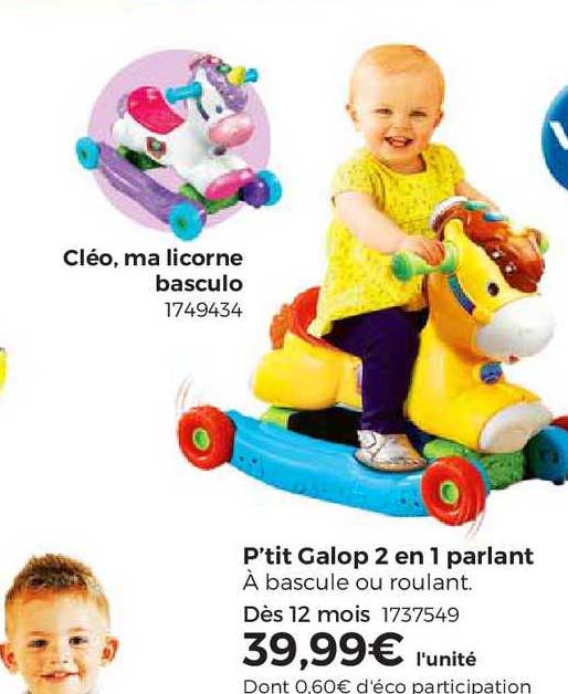 cléo, ma licorne basculo, p'tit galop 2 en 1 parlant