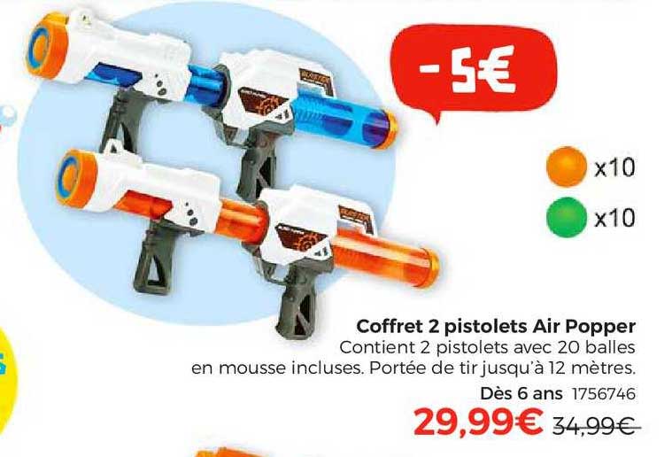 coffret 2 pistolets air popper