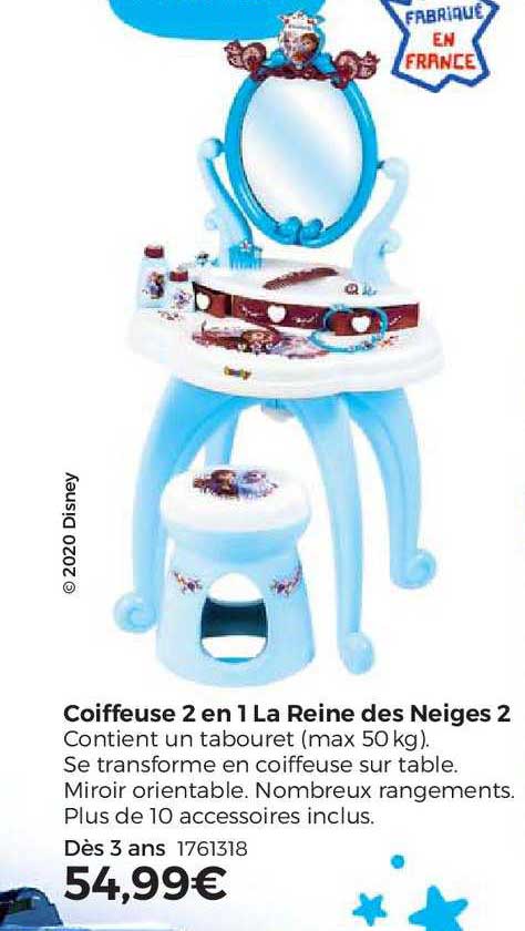 coiffeuse 2 en 1 la reine des neiges 2
