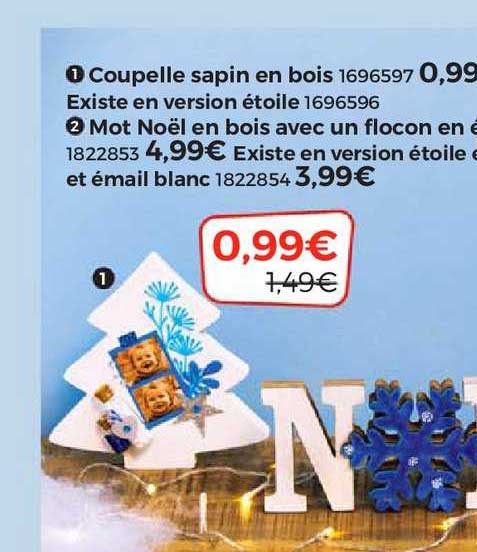 coupelle sapin en bois, mot noël en bois avec un flocon en émail blanc