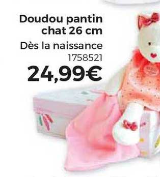 doudou pantin chat 26 cm