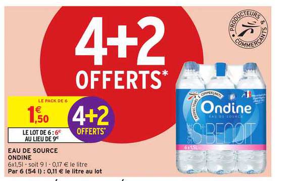 Eau De Source Ondine 4+2 Offerts