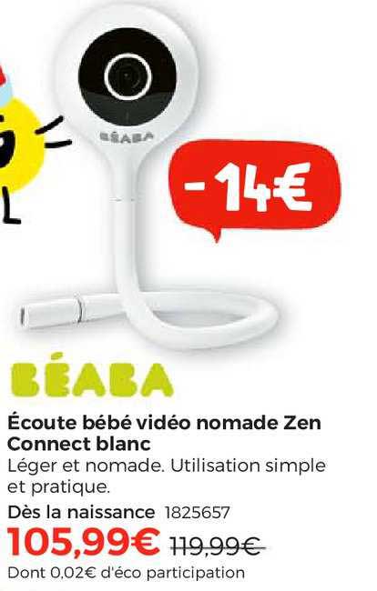 écoute bébé vidéo nomade zen connect blanc
