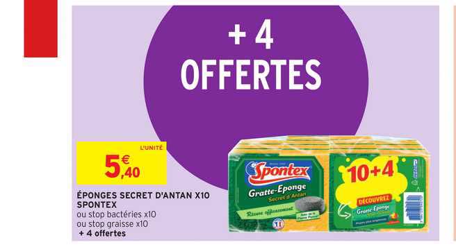 éponges secret d'antan x10 spontex + 4 offertes