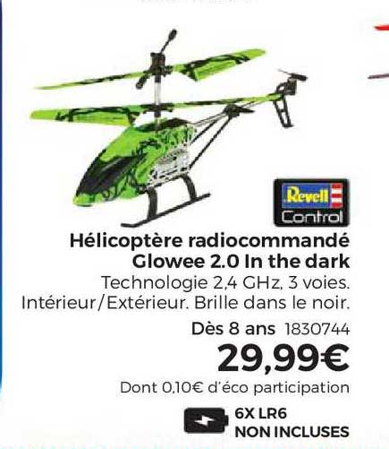 hélicoptère radiocommandé glowee 2.0 in the dark revell control