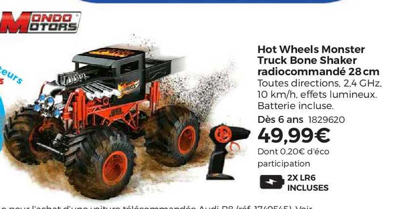 hot wheels monster truck bone shaker radiocommandé 28 cm