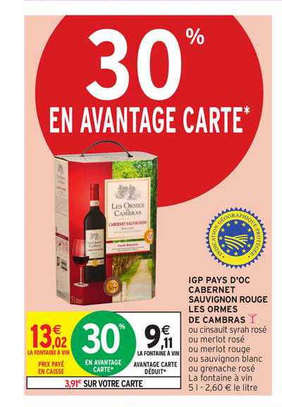 igp pays d'oc cabernet sauvignon rouge les ormes de cambras