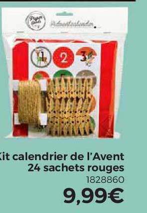 kit calendrier  de l'avent 24 sachets rouges